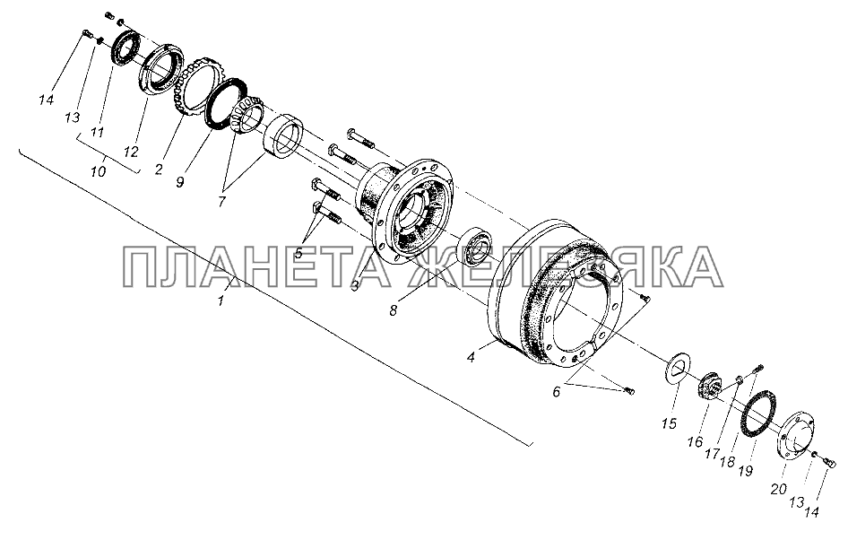 Ступица передней оси МАЗ-54326